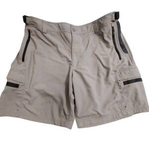 Mens LL Bean  Tan Outdoor Cargo Hiking 9" Nylon Shorts Size 44 W